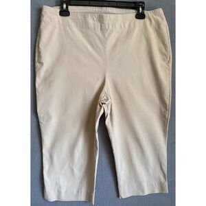 Chicos Cropped Pant Women Size 2.5 US 14 Beige High Rise Stretch Pull On Casual